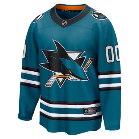 Men's San Jose Sharks Fanatics Teal Home Breakaway Custom Jersey - Image 2