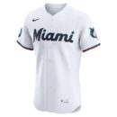Men's Miami Marlins Nike White Home Elite Sponsor Patch Custom Jersey